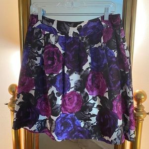 Purple Floral A-line Knee Length skirt
